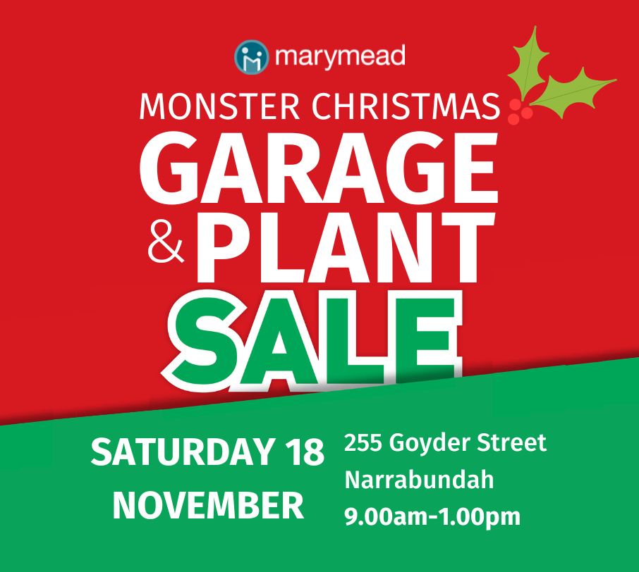 marymead monster christmas garage and plant sale, 18 november