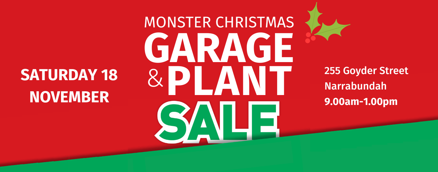 Marymead monster christmas garage and plant sale, 18 november